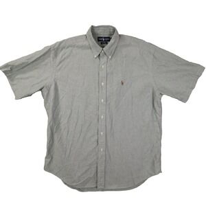 Ralph Lauren Blake Vintage Men's Large Green Short Sleeve Button Up Shirt Preppy